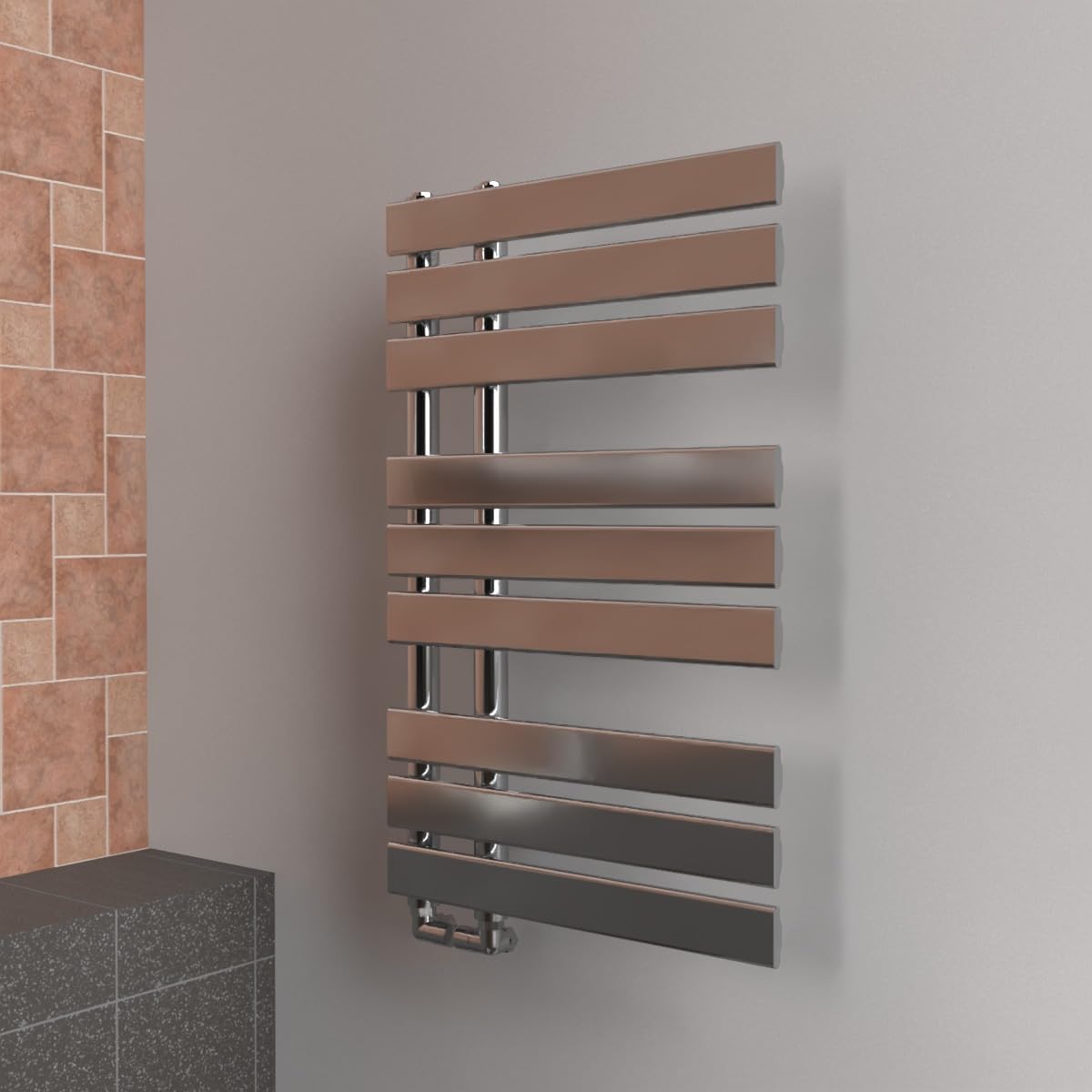 Lux Heat Chrome Open-Flat Designer Towel Radiator 800Mm (H) X 500Mm (W)