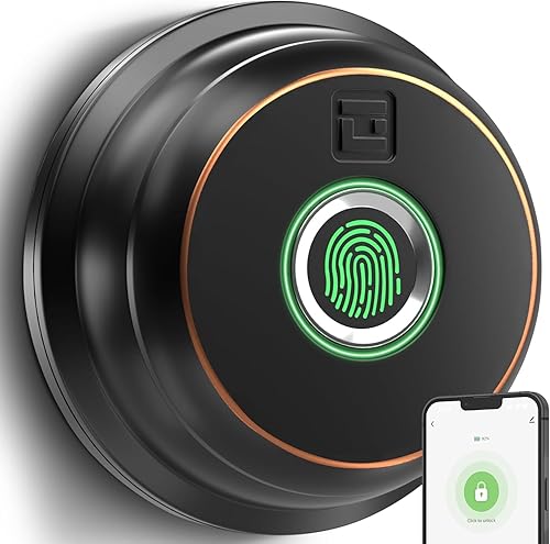 GeekTale Cerrojo de seguridad inteligente, cerradura de puerta de huellas dactilares, cerrojo de huella digital con aplicación, cerradura de puerta