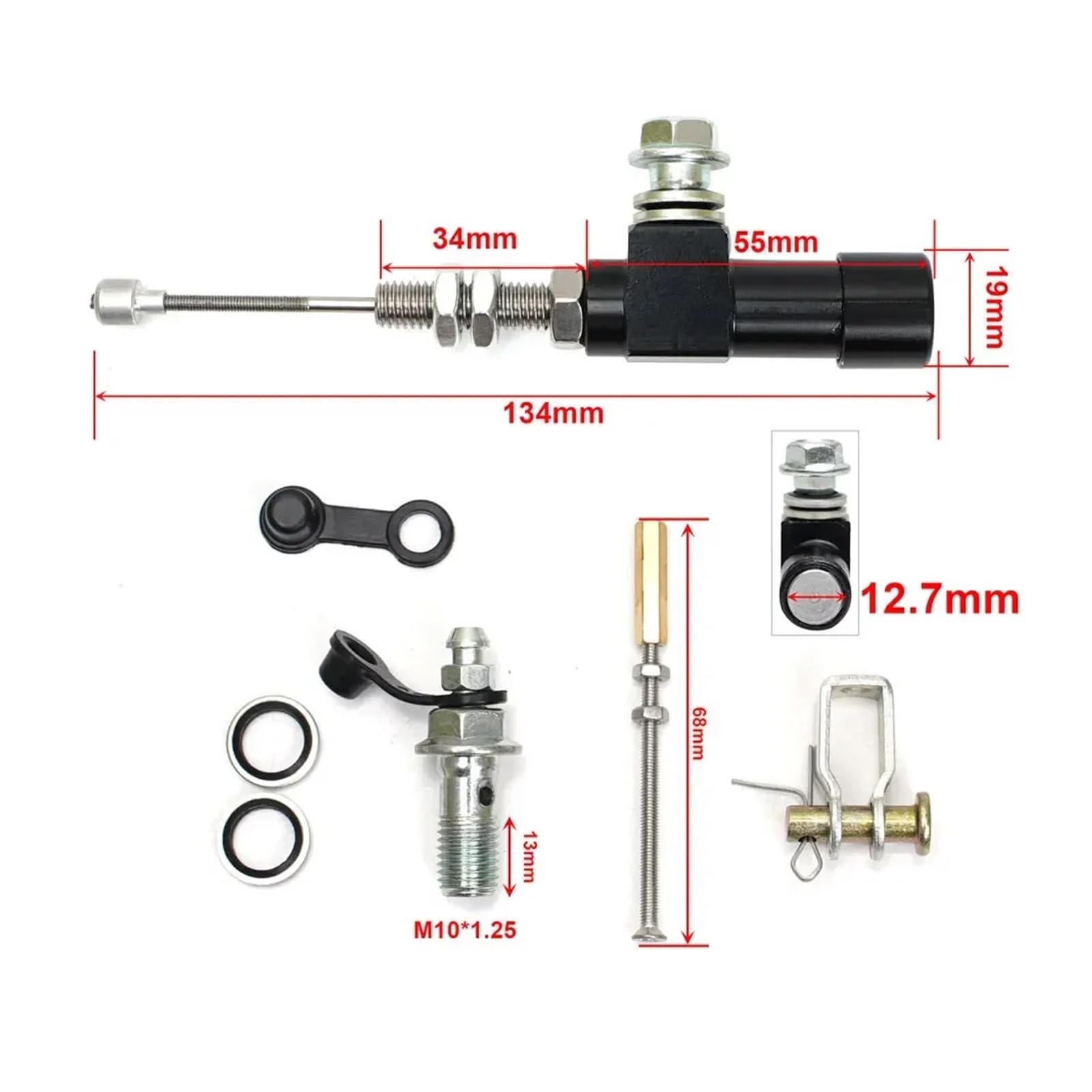Kupplung Bremshebel 7/8-Zoll-Lenker Motorrad Hydraulische Kupplung Kit Bremse Master Zylinder Öl Schlauch Bremshebel Kit Kupplungshebel Motorrad(Yellow one Set)