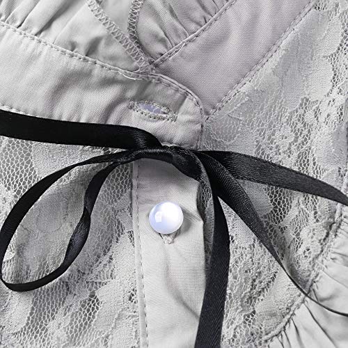 Image of OCHENTA Girls Ruffle Collar Blouse Button Down School Uniform Shirt | 100% Cotton, Ruffle Stand Collar, Bow, Lace Trim, Victorian Inspired, Girls Shirt for School, Concerts, Photos & Holiday