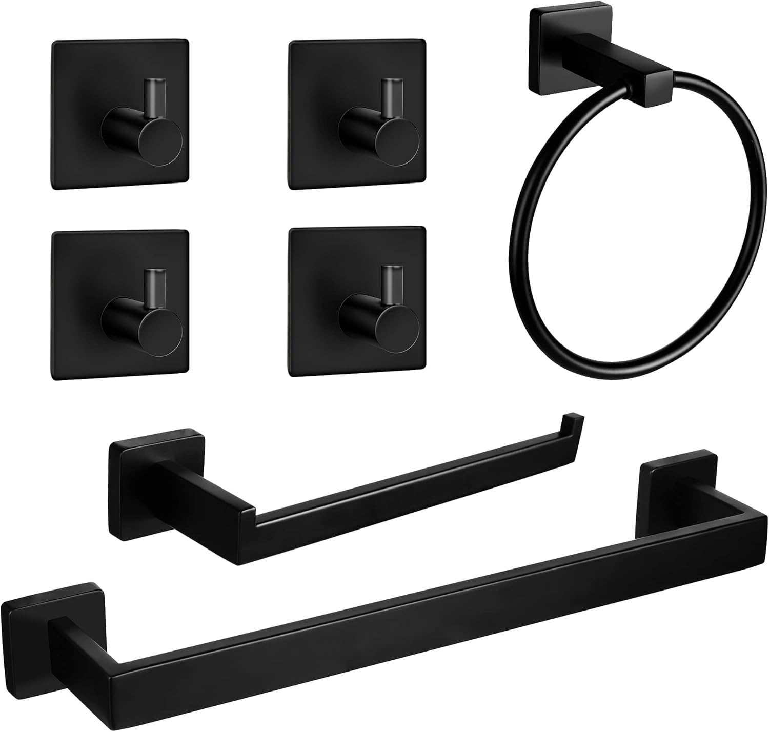 Bathroom Hardware Set, 7 Piece Black Bathroom Towel Rack