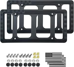 2pack American Flag License Plate Frame Holder- USA Patriotic Silicone Black Tag - Foto 3