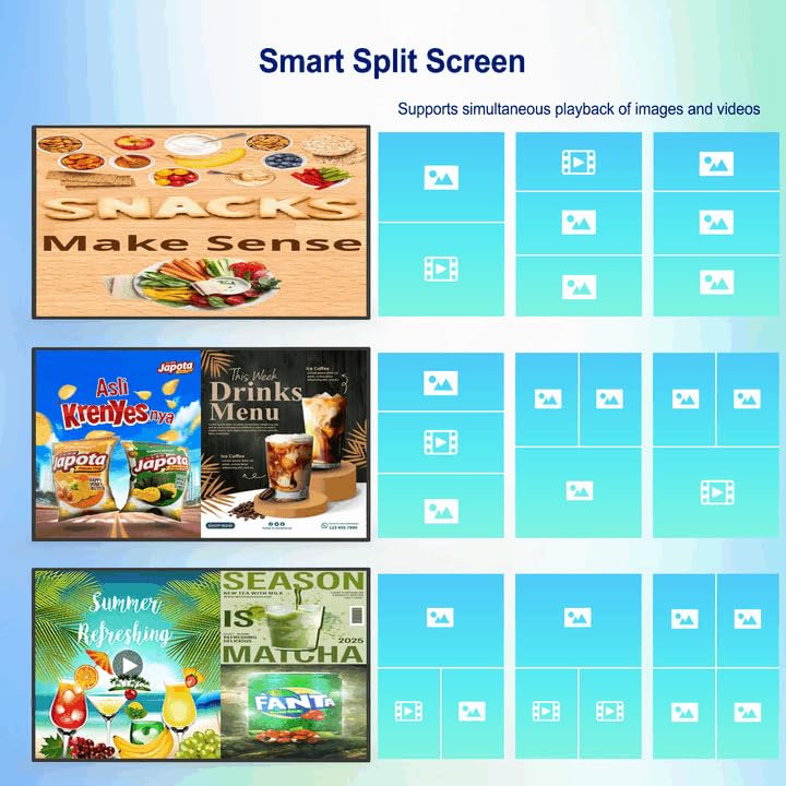 Image of 43inch Touchscreen Digital Display, 700nit High Brightness Digital Signage, CMS /U-Disk Plug&Play, Slim Fit Frameless LCD Monitor, Smart Split Screen, 24 /7 Timer Switch, Built-in Speaker