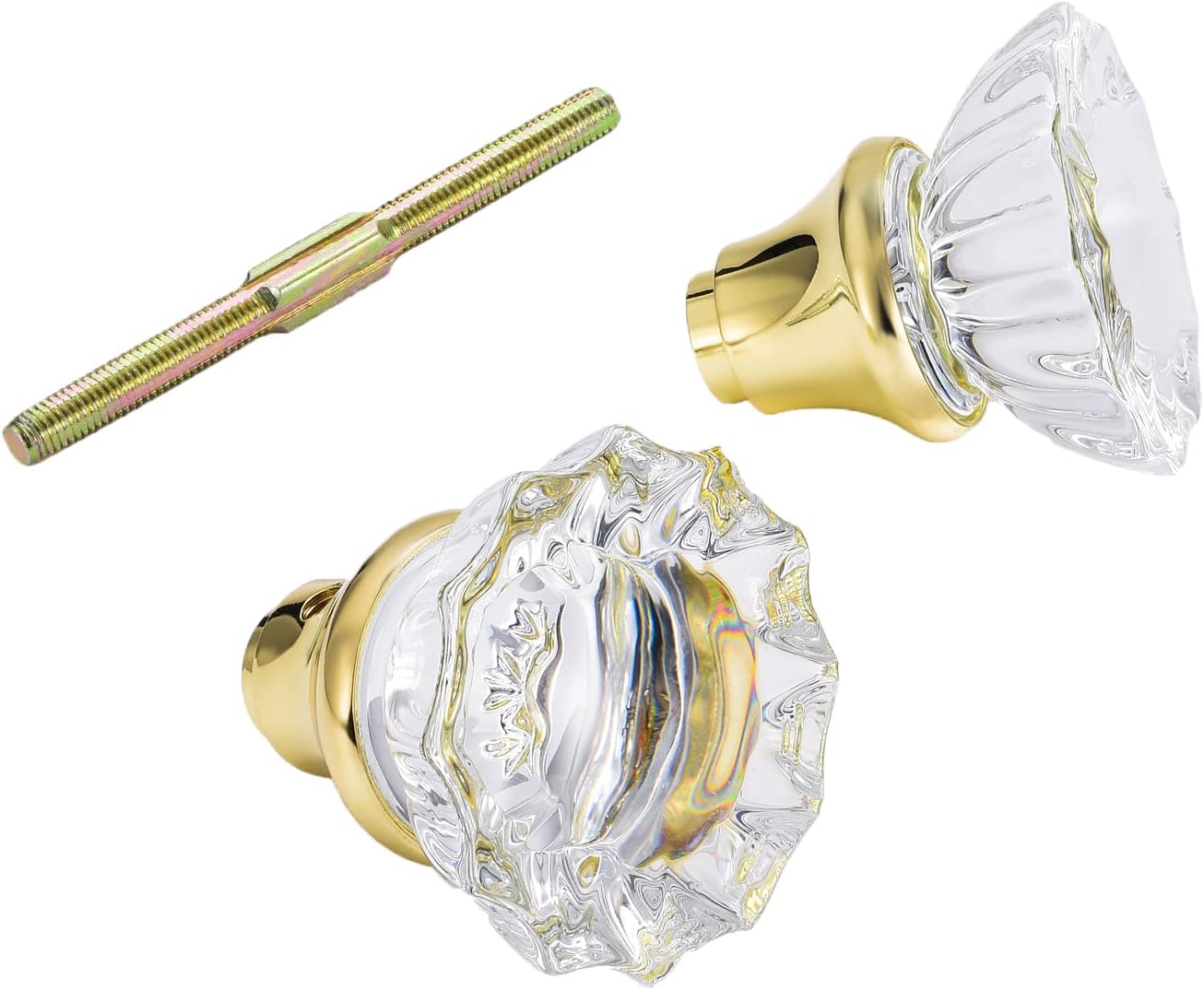newliplace Glass Door Knobs Replacement Set, Vintage Crystal Door Knobs for Replacing Broken Old