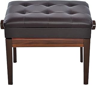 IBOWZ Leather Piano Bench Piano Stool with Storage Single Piano Seat Professional Piano Stool Keyboard Bench Waterproof Pu Leather 7 Adjustable Height ：48-56cm sigle