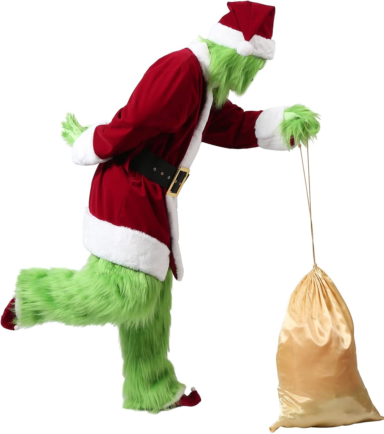 Penny Esther Christmas Green Monster Costume Deluxe Santa Claus Costume Adult Santa Suit Mens Santa Outfit