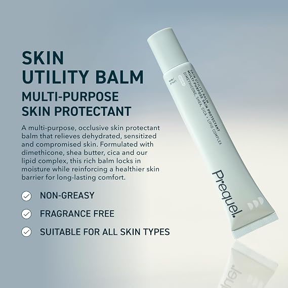 Prequel Skin Utility Balm. Advanced Occlusive Face Cream for Dry Skin, Moisturizer for Sensitive Skin. Thick Non-Comedogenic Barrier Protection with Dimethicone and Shea Butter. 1.7oz Tube
