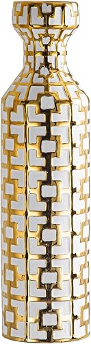 White with Golden Vase for Modern Home Decoration, 24.4 inch Tall Floor Vases for Home Decor, Ceramic vases for décor, Suitable for Living Room Decor, Bathroom Decor and Office Décor