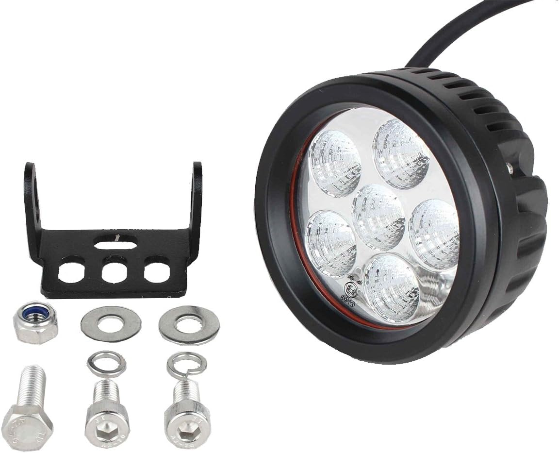 Super Bright Off-Road LED Headlight Fog & Driving Backup Light, 3.5" Round Compact Size for Pickup Trucks, 6000K Cool-White 30° Flood Beam, Corrosion/Vibration Resistant Waterproof, 12V/24V DC, 2-Pack