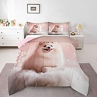 Vista 10 de Juego de edredón de perro lindo para niños, juego de ropa de cama con estampado de carlino de dibujos animados para niños y adolescentes, juego