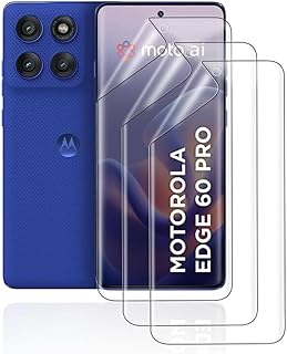 شاشة حماية ليست زجاجية عالية الوضوح رفيعة للغاية وسهلة التركيب وناعمة مصممة بطبقة من بولي يوريثين مقاوم للحرارة متوافقة مع موبايل موتورولا ايدج 60 برو من بشياكة (عبوة من 3 قطع)