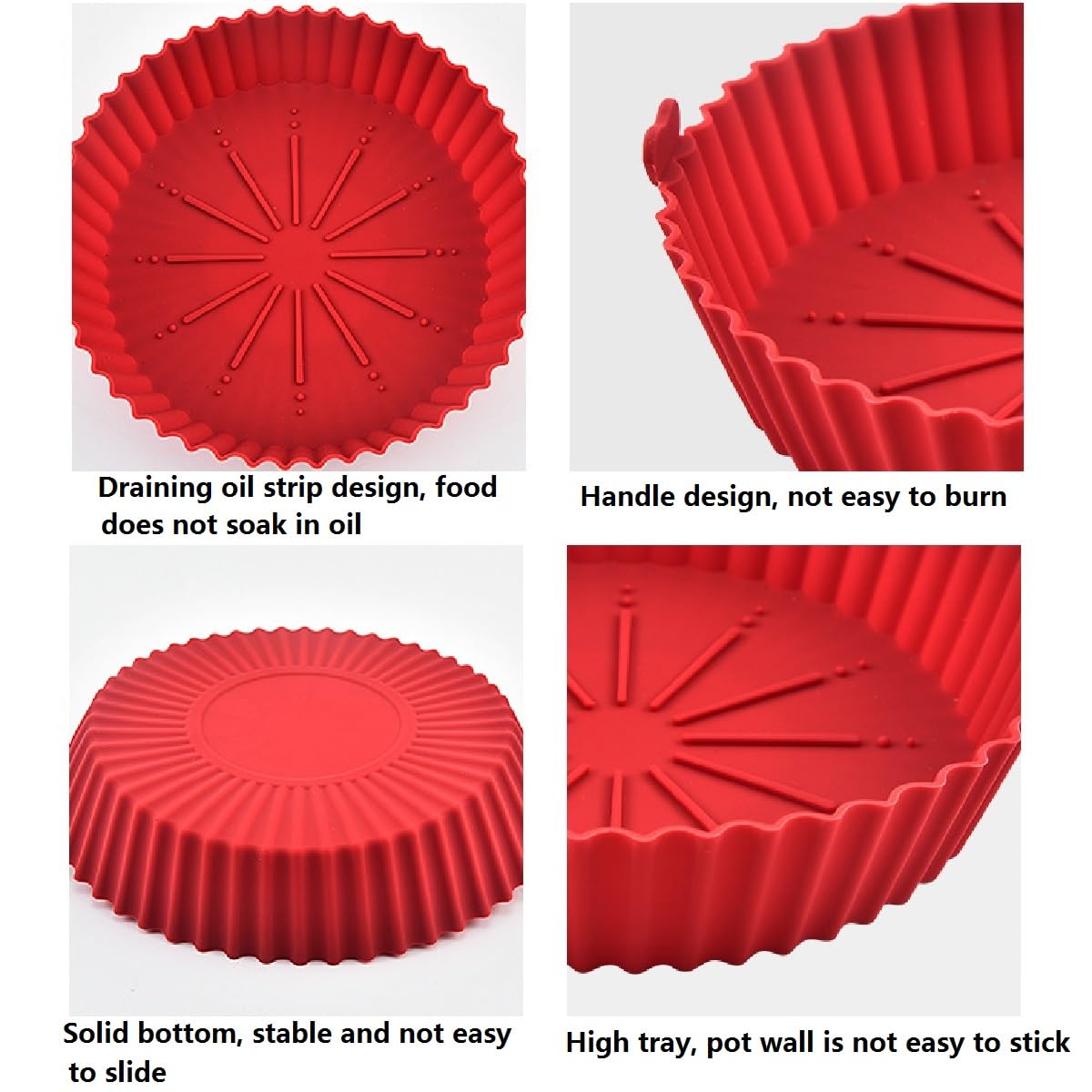 Siliconen pan, airfryer, bakvorm, herbruikbaar, 3 stuks siliconen vorm voor heteluchtfriteuse met bakborstel voor airfryer, oven, magnetron