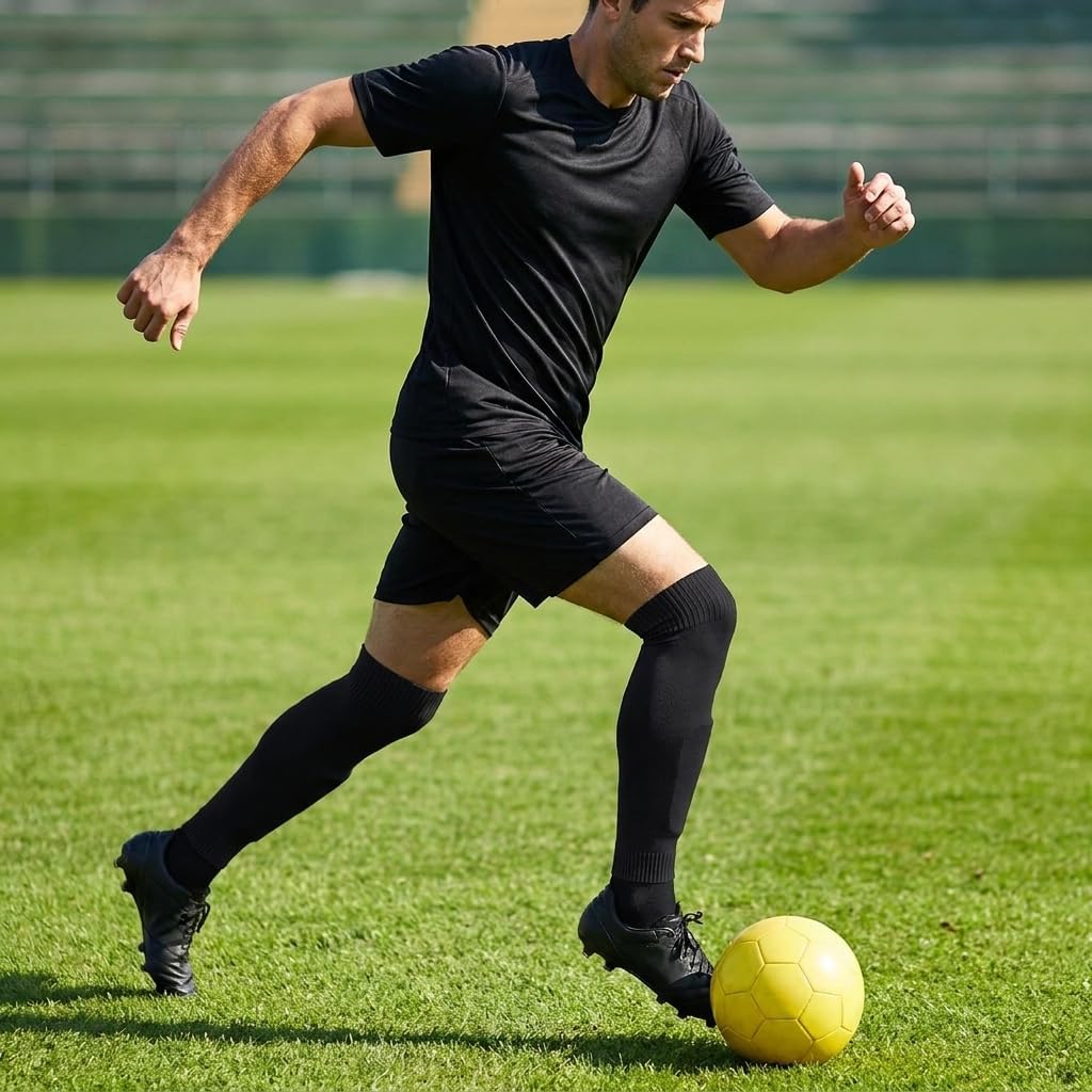 2 Pairs Soccer Socks - Shin Guard Sleeves for Men