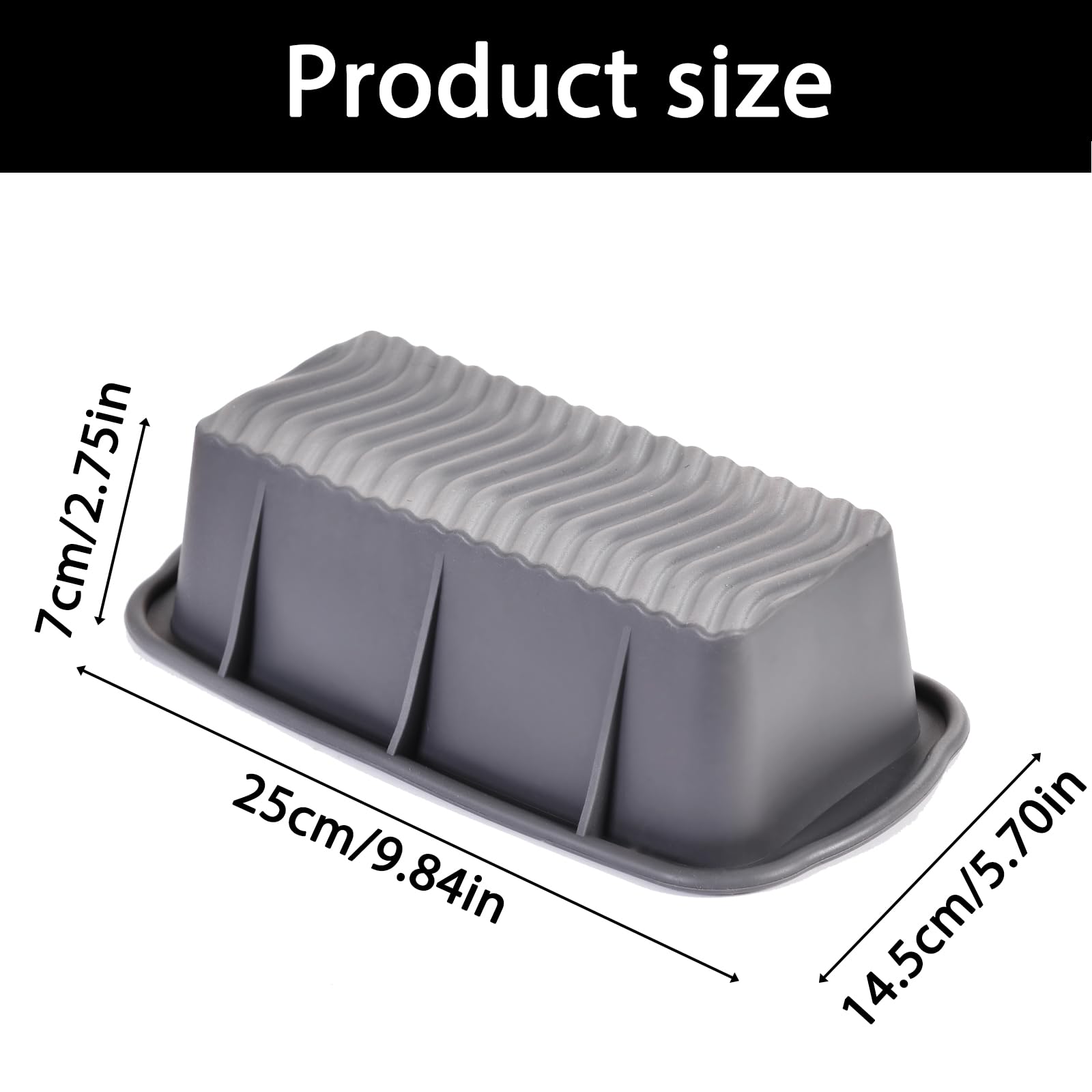 Fchil Silicone Loaf Pan, Non-Stick Bread Baking Mold, 9-inch, Gray