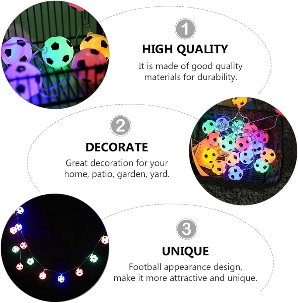 LED String Light Football Shaped Fairy Lights Football Theme Party Supplies for Home Outdoor Indoor Colourful 10 LED 1.5 - Image 4
