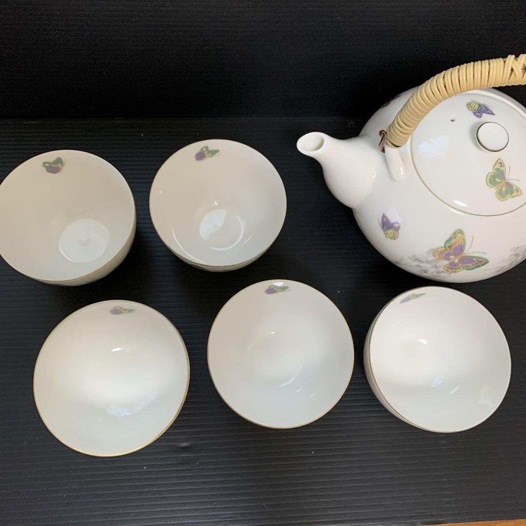 Amazon.co.jp: 庫山窯 急須&湯呑茶碗 5客セット 花柄 : ホーム＆キッチン