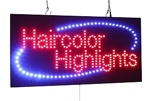 Hair Neon Sign, 24"x12", Open Sign LED Display Light