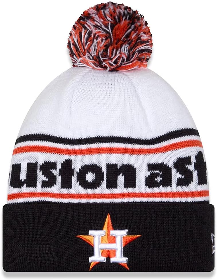 New Era Banded Team Color Cuff Beanie Hat with Pom - MLB Cuffed Winter Knit Cap