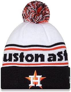 New Era Houston Astros - Gorro de punto con pompón, color blanco y azul marino, Blanco/Azul Marino, talla única