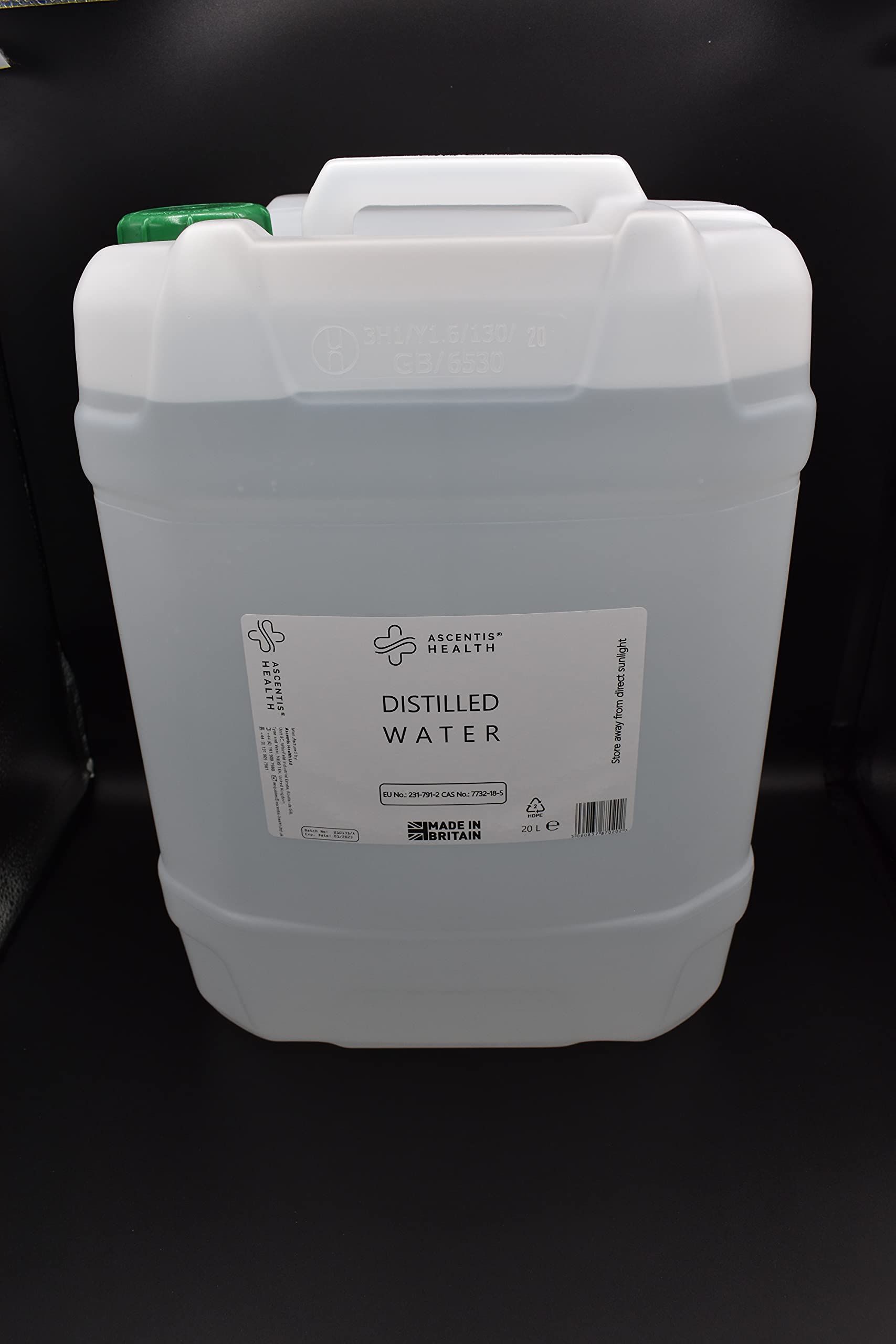 Ascentis Health Ultra Pure Distilled Water | For Household or Commercial Use | Manufacturered in the UK | From 500ml - 20l (20 Litre Bottle)