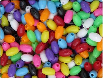 BeadTin Opaque Mix 9mm Oat Plastic Beads 500pcs
