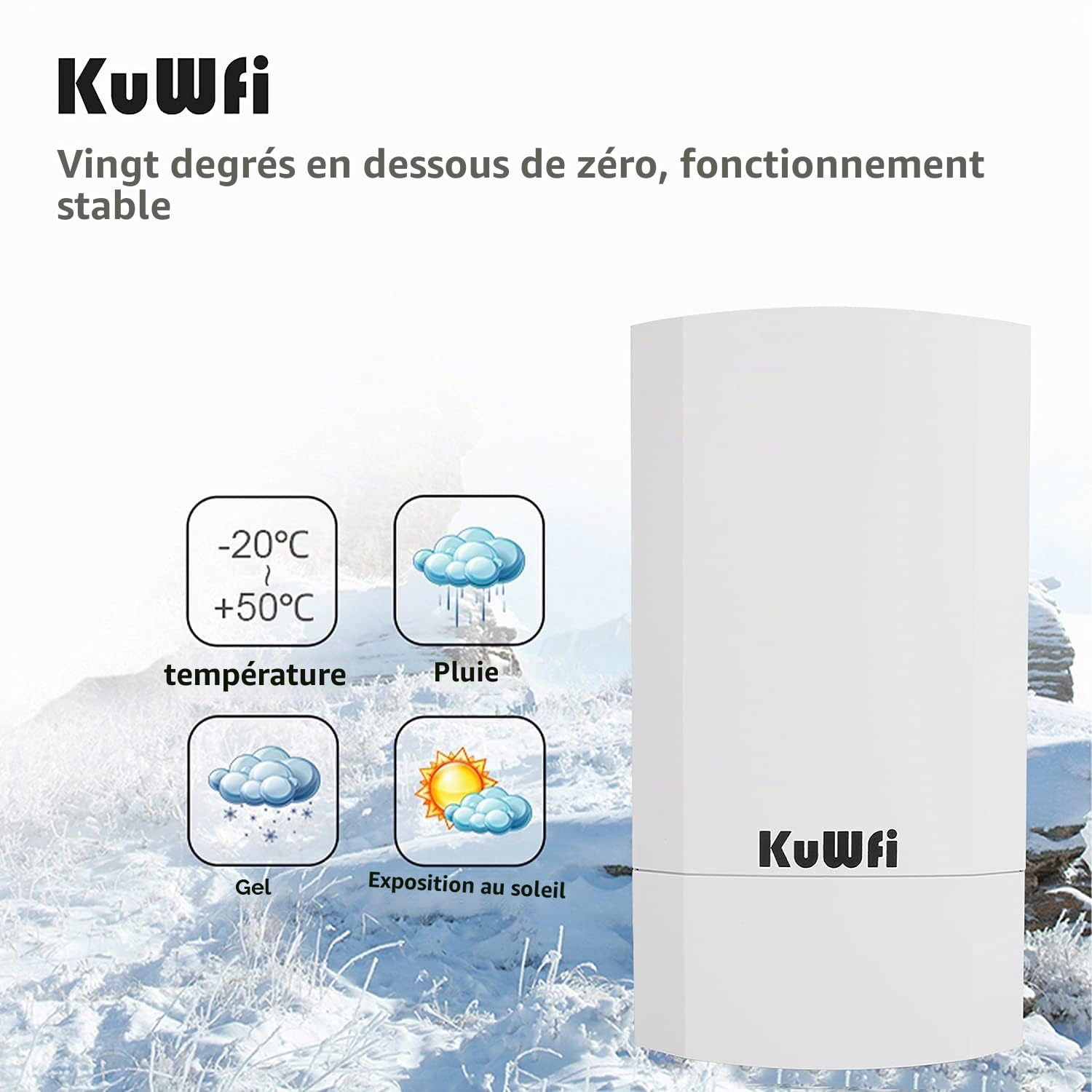 300Mbps Point d'accès extérieur Wi-FI Pont WiFi Ethernet, KuWFi Pont/CPE sans Fil intérieur et extérieur prenant en Charge Une Solution de Distance de Transmission de 1km pour PTP, Application PTMP