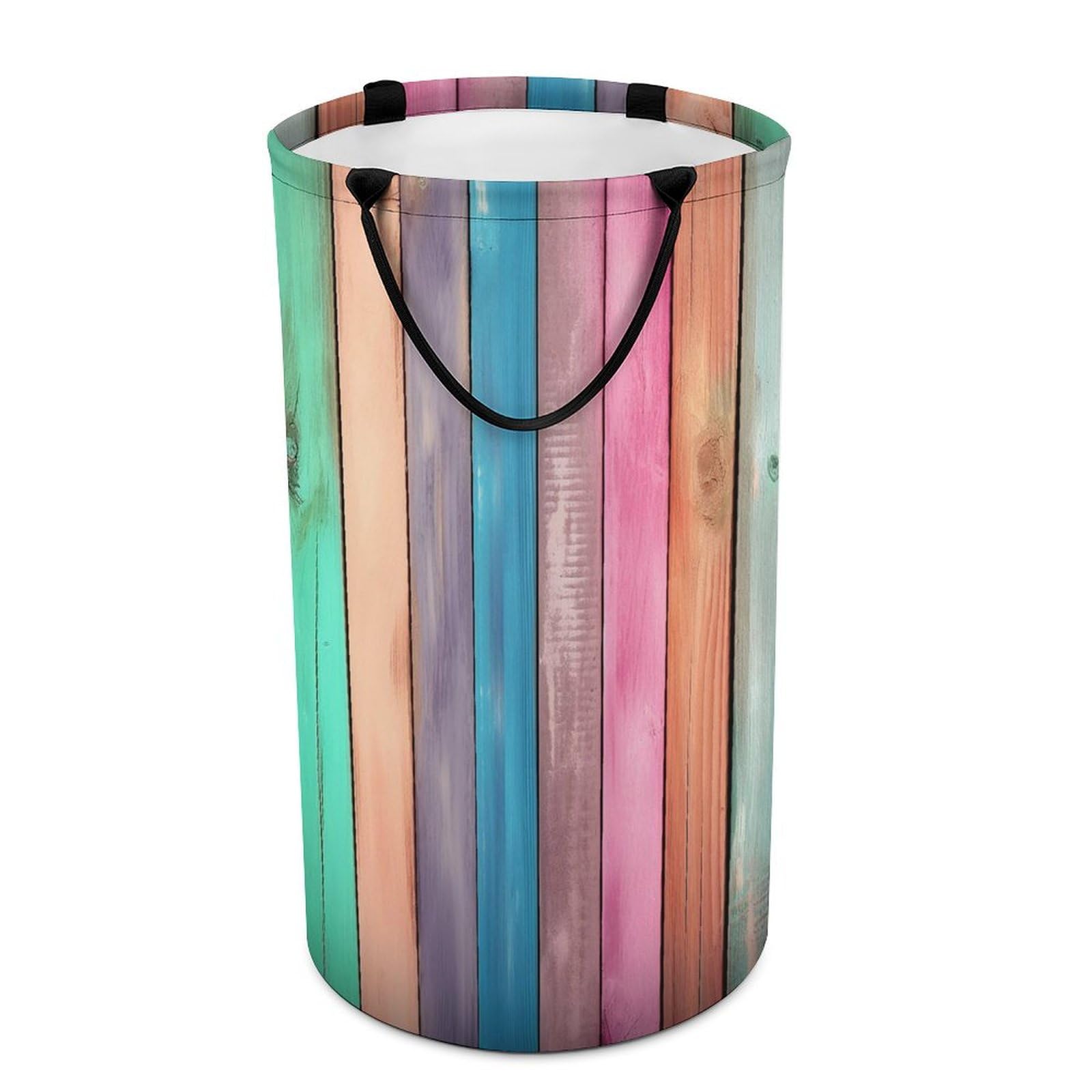 Grand panier à linge en bois imprimé avec poignée sac de rangement linge sale coloré
