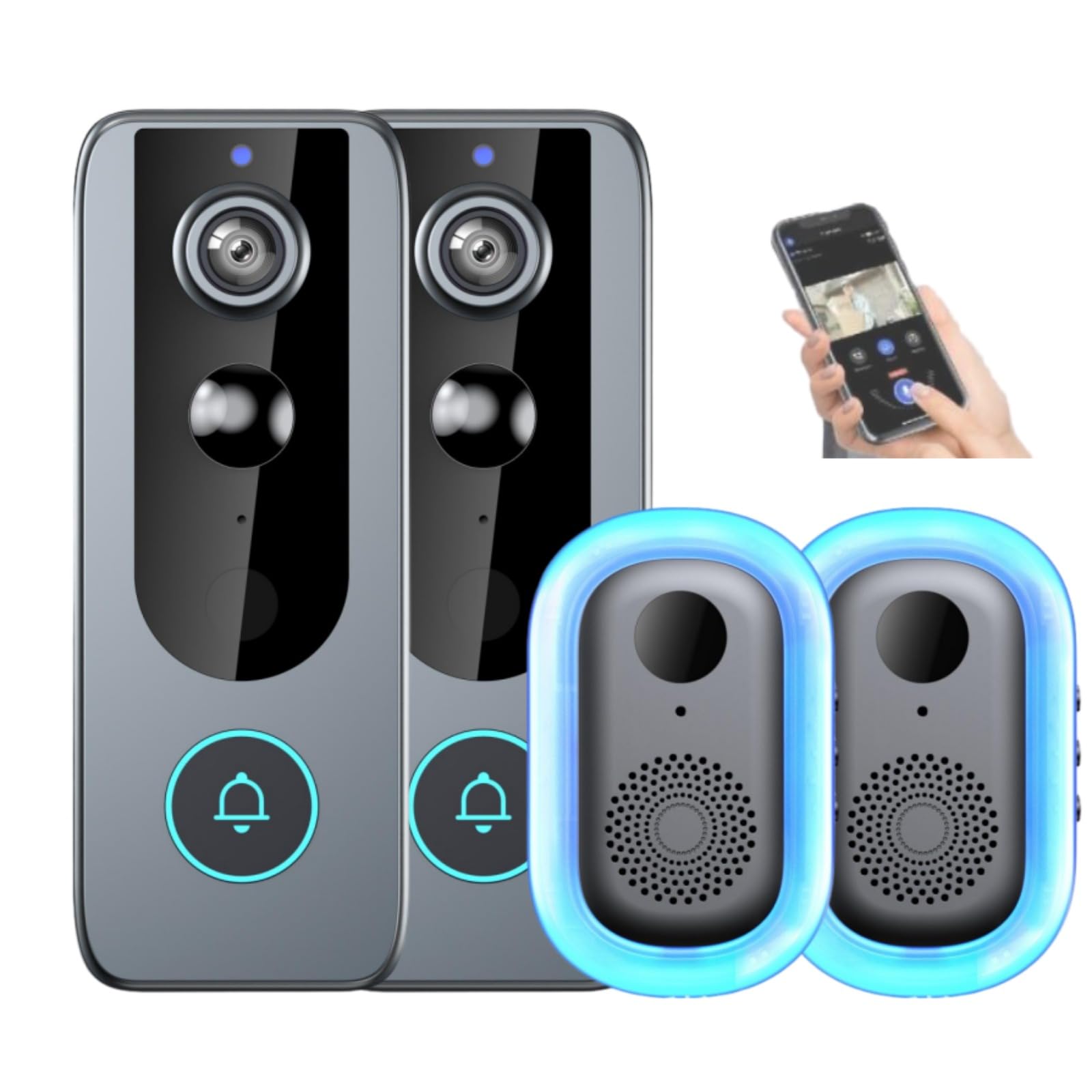 Pawyzie Purepeeki Wireless Video Doorbell Camera, Transform Your Home Safety with PurePeeki Camera Doorbell Without Monthly (2pcs)