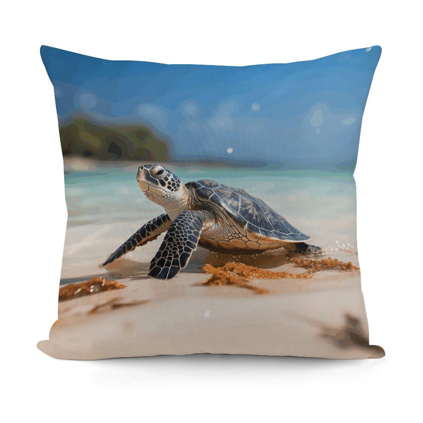 Adfgyerh Style Sea Turtle On The Beach Decorative Pillow Covers, Throw Pillow Covers Soft For All Seasons, Pillowcases For Couch Living Room Sofa Bedroom 18X18 Inch