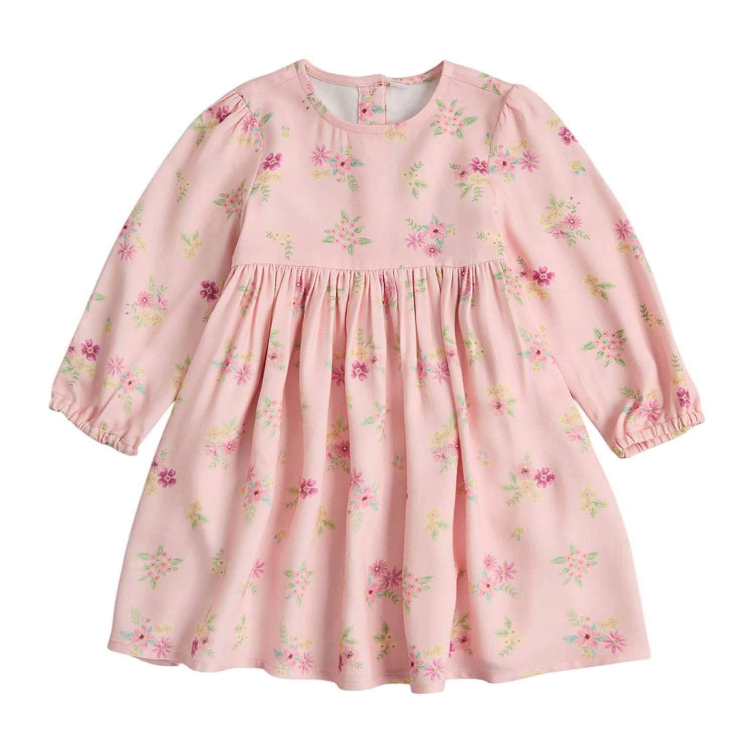 Mothercare Girls Pretty Floristry Printed Full Sleeve Dress, Pink