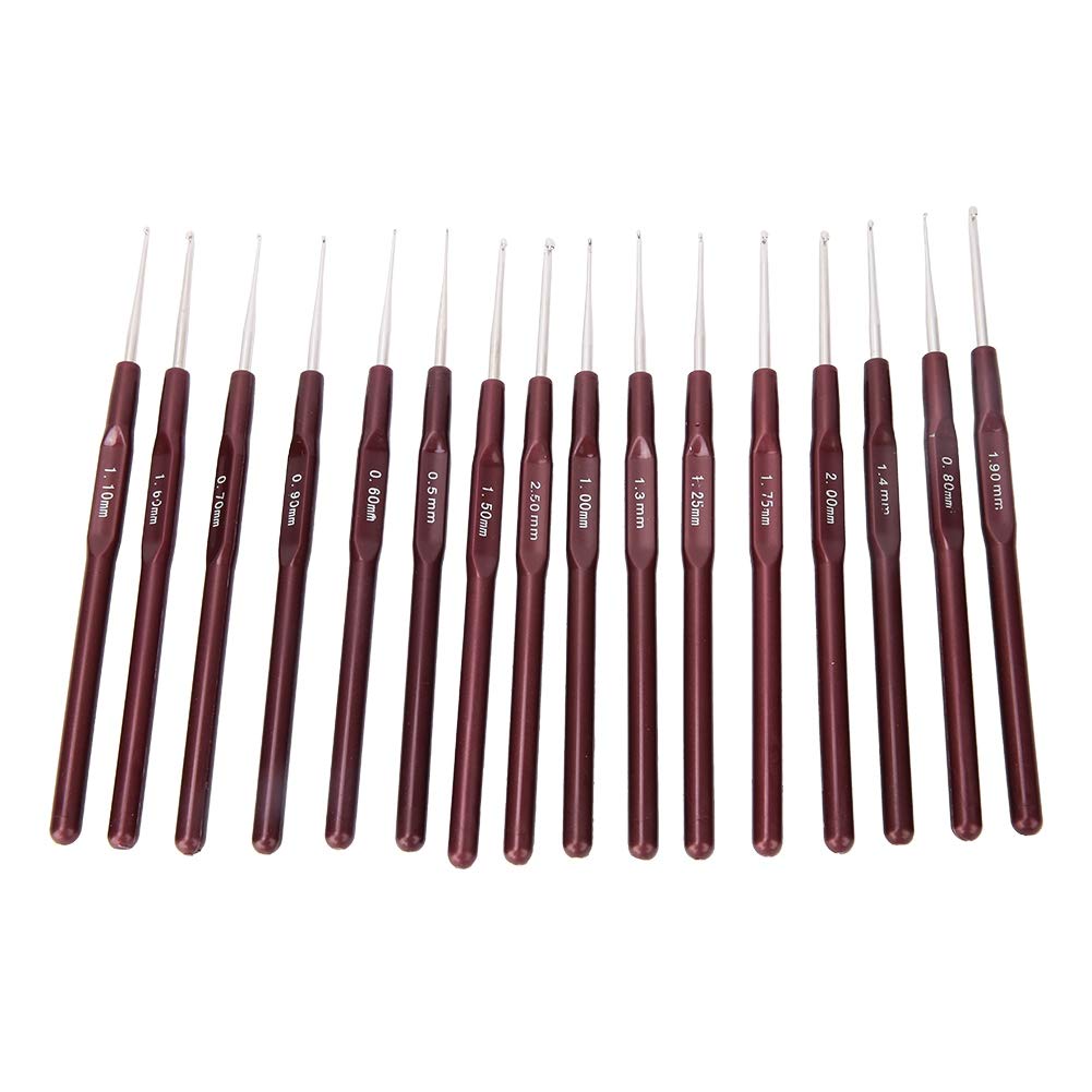 Plastic Handle Ultra Fine Lace Crochet Hook Set Stainless Steel Knitting Needle Sewing Tool