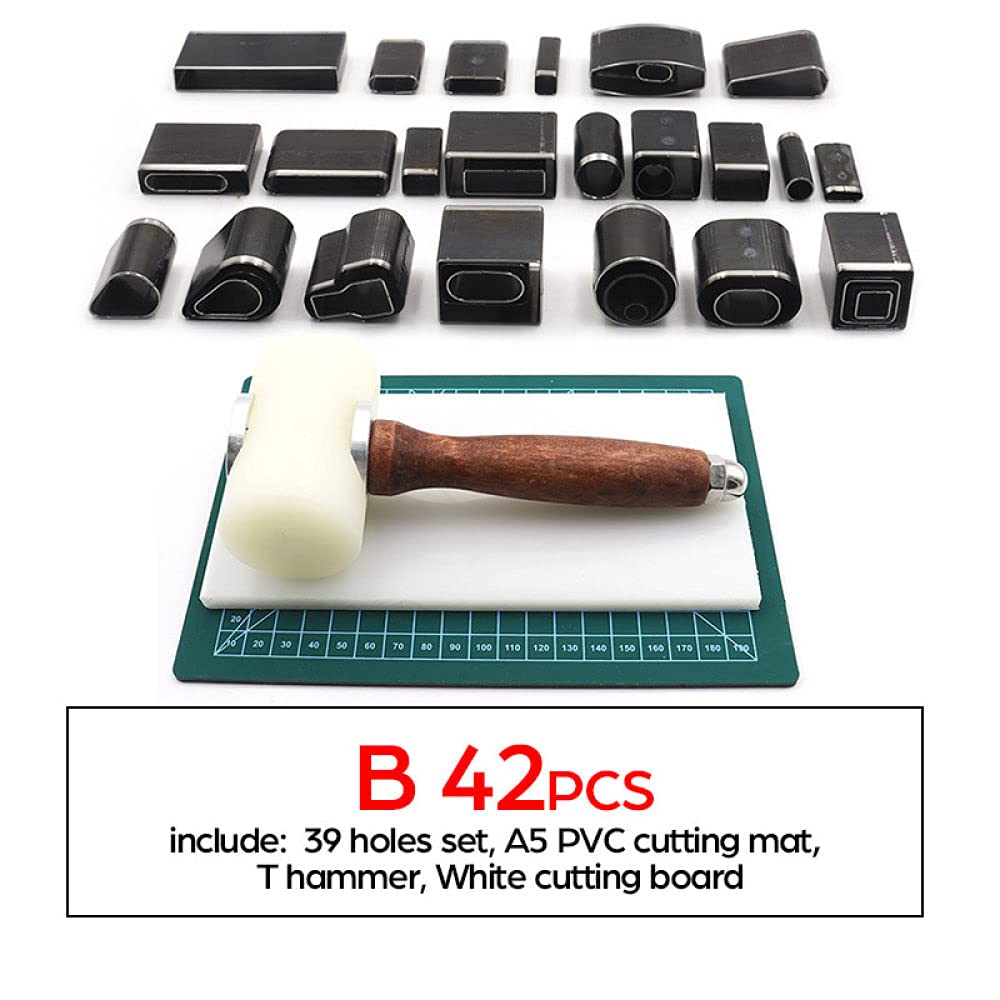 24/39/52 / 55PCS Shaped Style Hole Hollow Punch Cutter Set Stanzwerkzeug für Ledergürtel Telefonholster Leder Craft DIY Tool, geb.