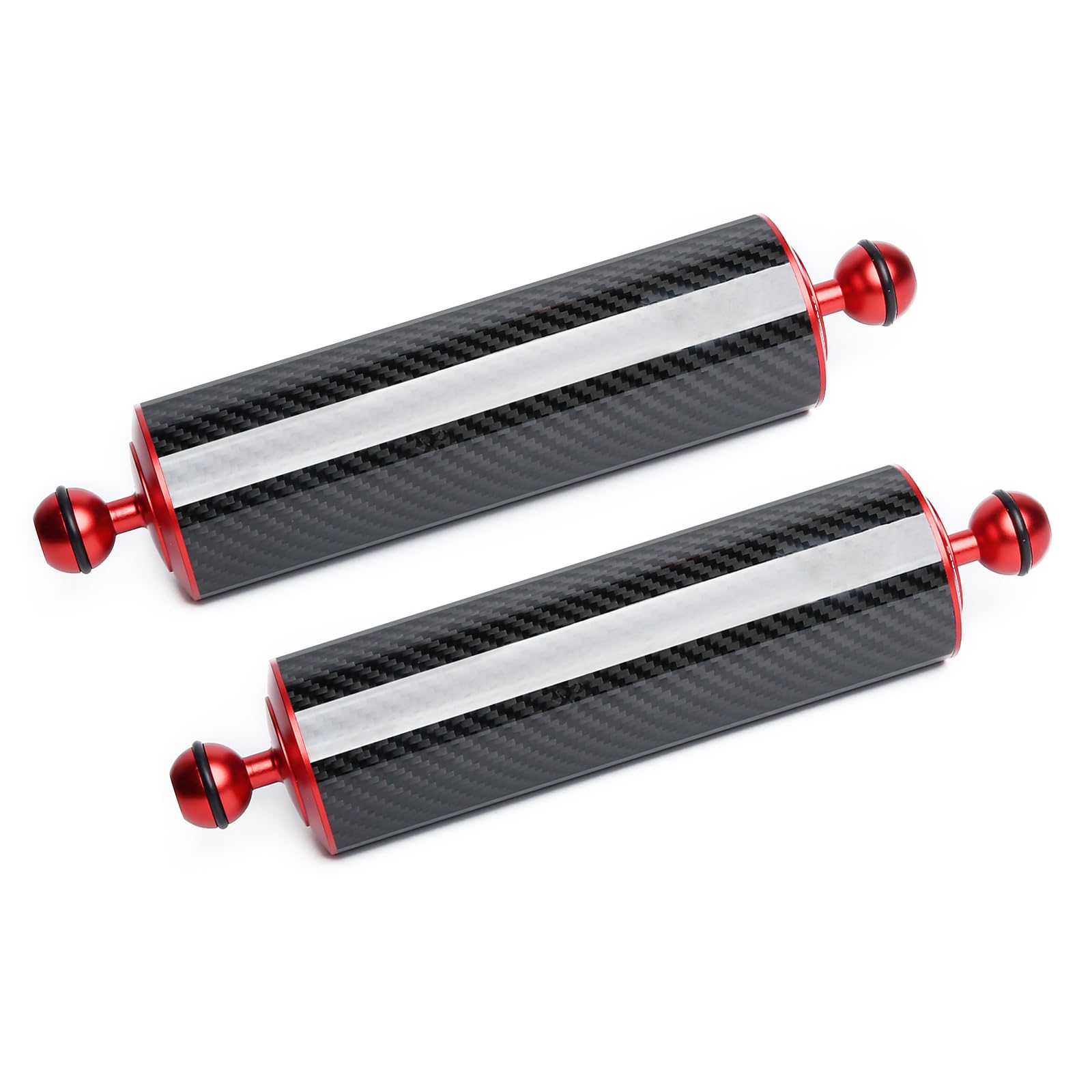 LetonPower Red 10" Underwater Carbon Fiber Float Arm, for Ultralight, Aquatic Arm, Dual 1'' Ball Buoyancy Floating Arms Lighting System for Diving Tray Video Light/Strobe (2pack)