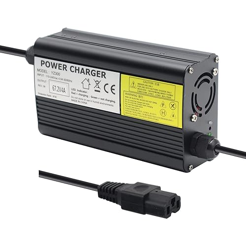 67.2V 4A  60V 4A Cargador de batería de litio Adaptador de CA Fuente de alimentación para baterías de iones de litio 16S 60V Paquete con enchufe de