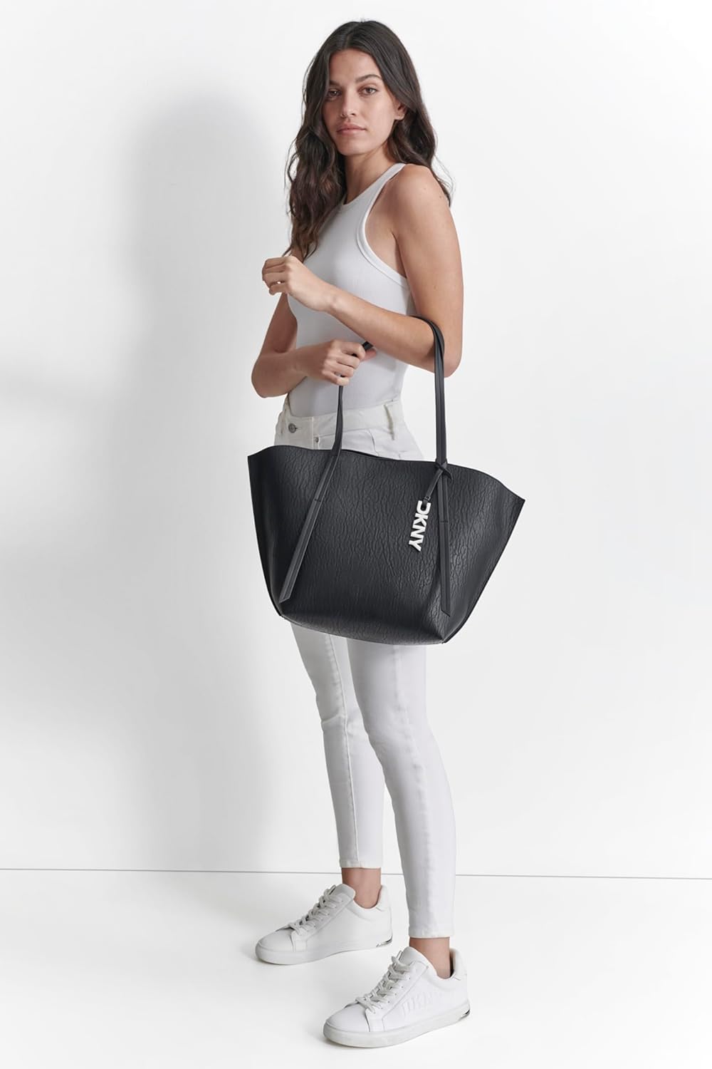 DKNY womens Lyda Medium Tote Bag With Logo Charm - Image 6