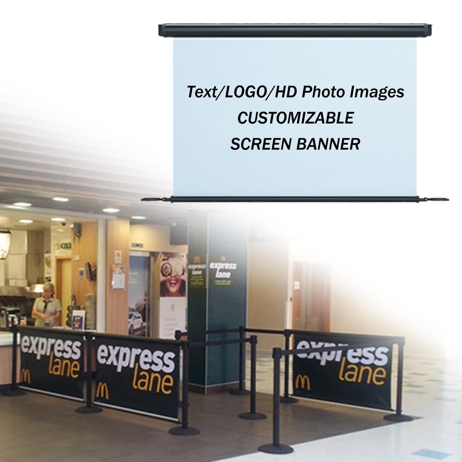 Soporte retráctil para carteles de valla, barrera de control de multitudes de publicidad comercial, para eventos en interiores y exteriores