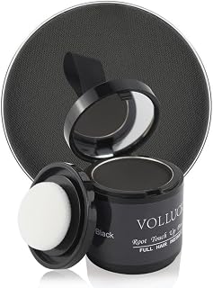 VOLLUCK Root Touch up Powder, Instant Hairline Powder for Thinning Areas and Gray Hair Coverage, Natural and Non-greasy Root Cover up for Women and Men (Black, 0.35 Ounce)