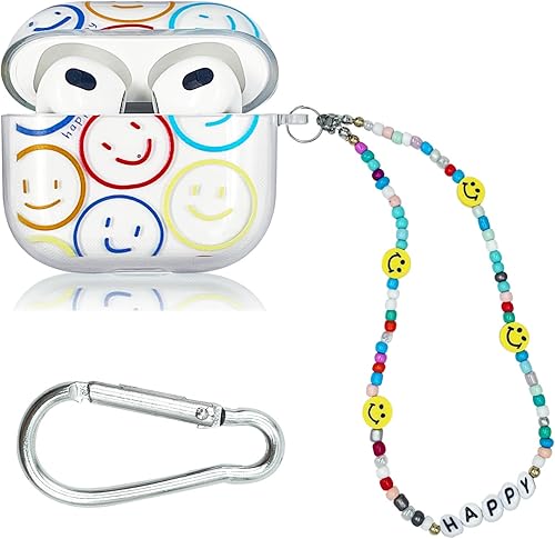 Funda protectora de TPU suave y transparente para Airpods de 3ª generación, funda de carga con correa de muñeca y cordón para pulsera (cara