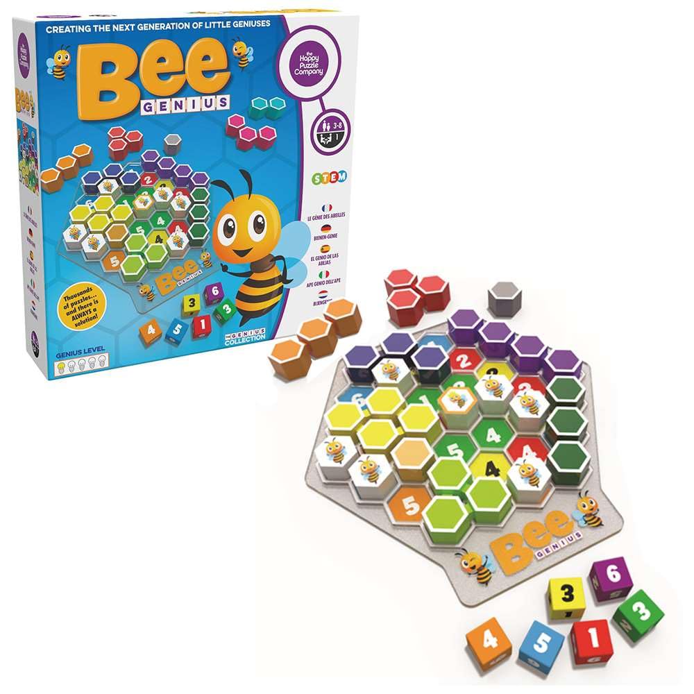 The Happy Puzzle Company Bee Genius Game - 46.656 sfide puzzle per i puzzle più giovani - Puzzle di logica STEM Risorse educative per l'apprendimento precoce - Giochi intelligenti per bambini e