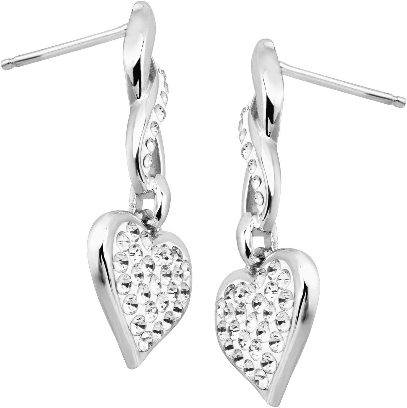 Ritika Round Cut White Diamond Heart Shape Halo Drop Dangle Earrings 14K White Gold Finish 925 Sterling Silver