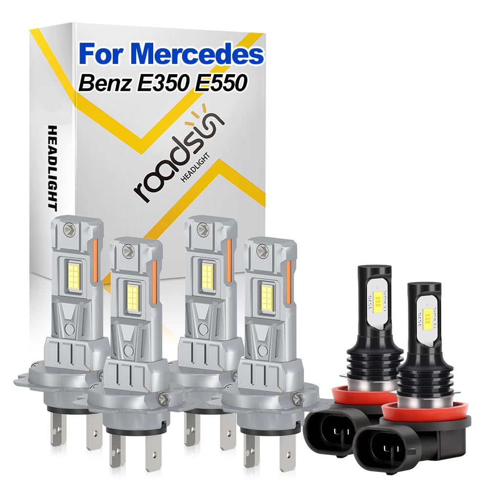 Bombillas LED Para Faros, 120W, 6000K Blanca, H7 H7 Luz de carretera y luz de cruce, H11 Luz Antiniebla, Luces LED anti-deslumbramiento, tubo de cobre único, For Mercedes-Benz E350 E550 2008-2012