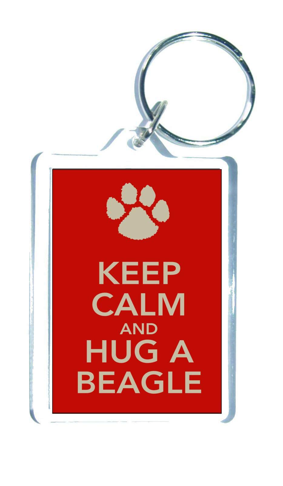 Decalarama Red Beagle Keyring - Keep Calm And Hug A – Ideal Novelty Gift Present