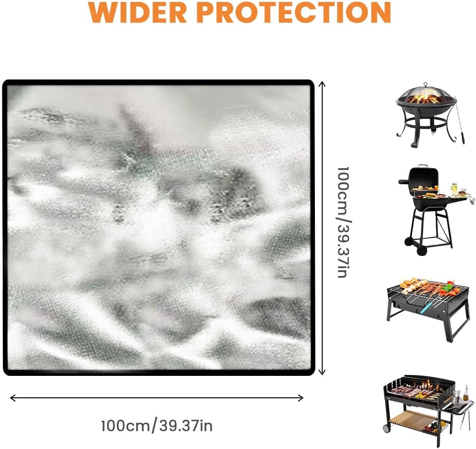 Flintronic Mata do paleniska 100 x 100 cm mata pod grilla do grilla na świeżym powietrzu kempingowa tkanina ognioodporna na grill trawnik piknik