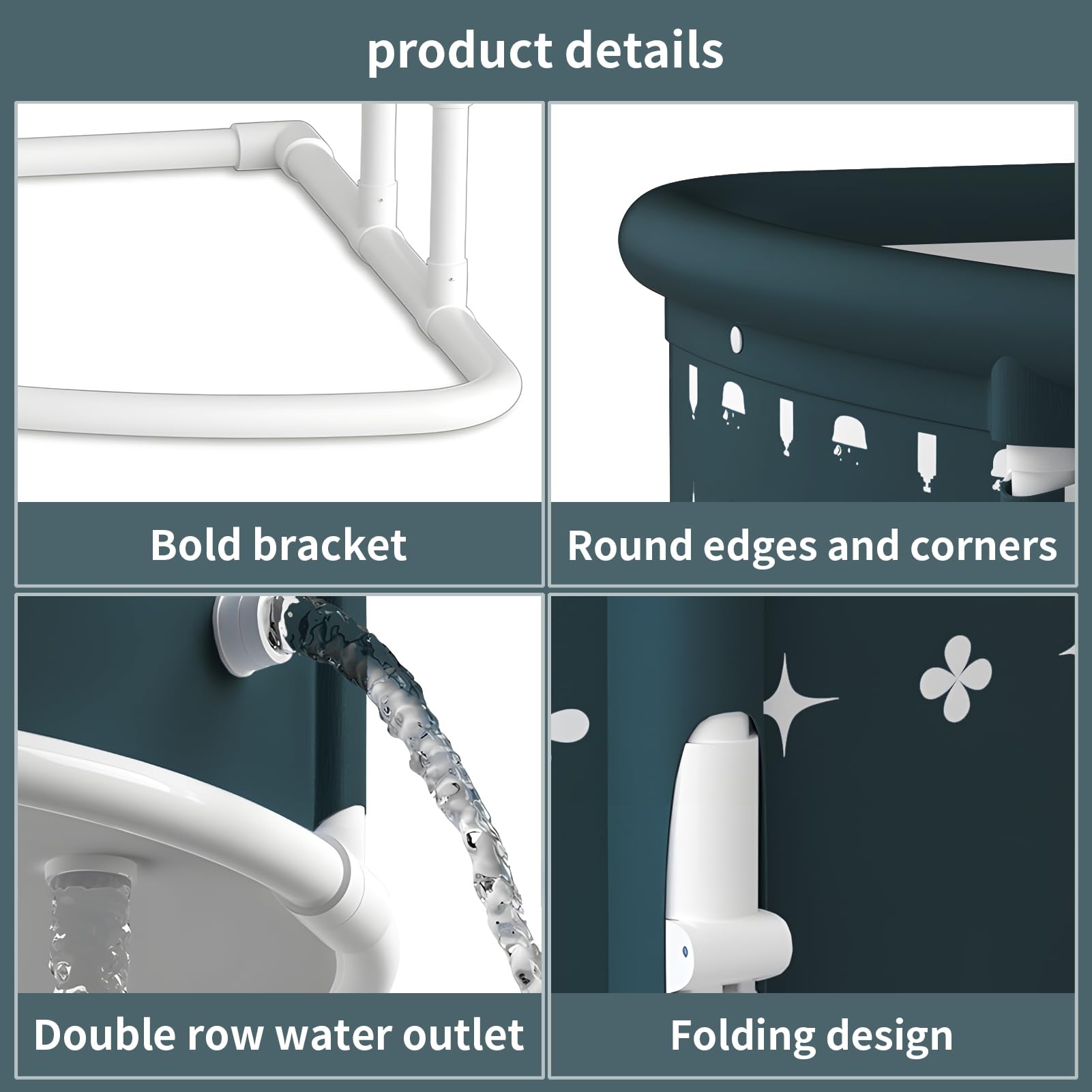 Baignoire pliable en forme d'éventail - Portable - Idéale pour les adultes - Gain de place - Pour petites salles de bains - Vert