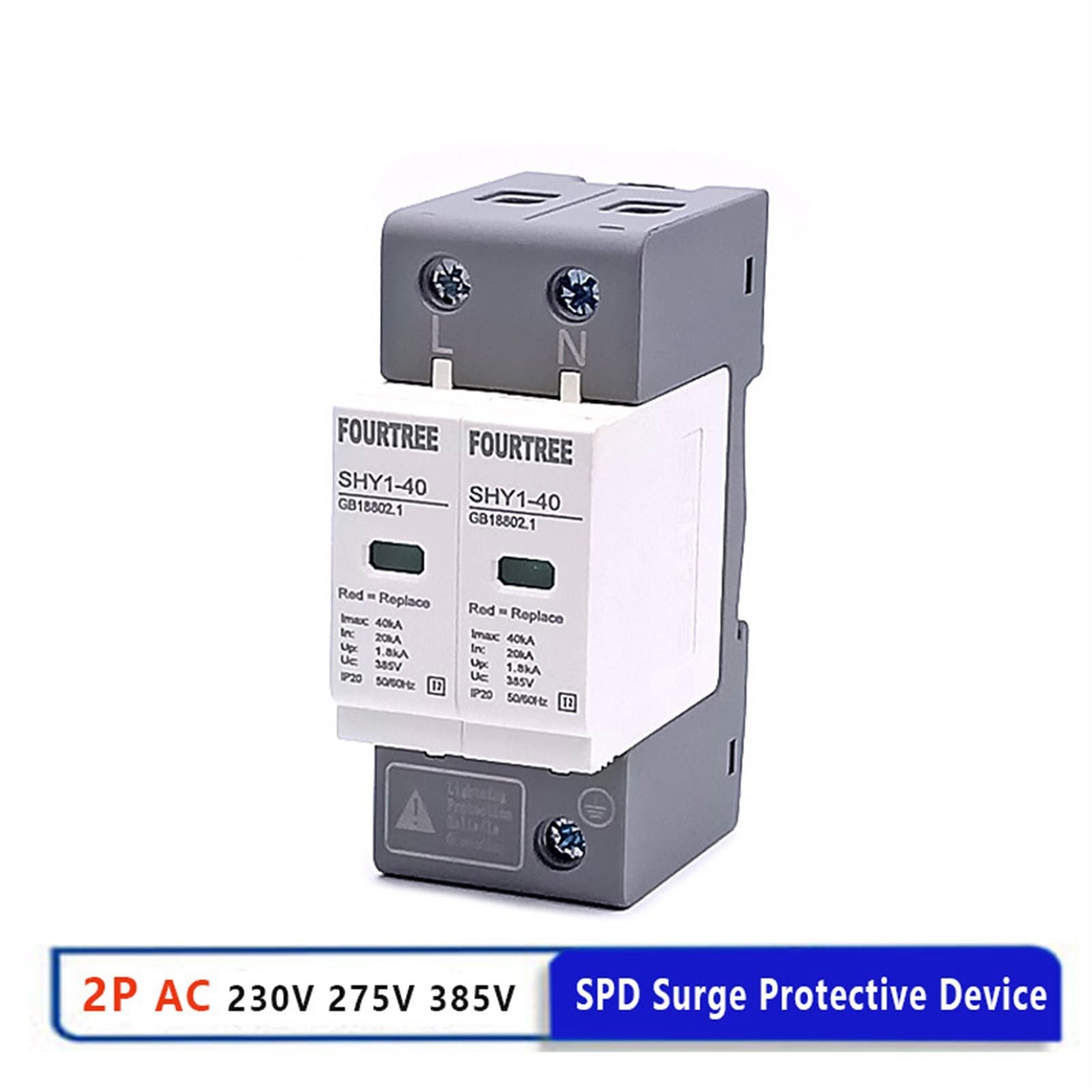 2P AC SPD Protezione Contro Le sovratensioni 10?20KA/20?40KA /30KA?60KA Protezione Contro i fulmini for la casa Scaricatore a Bassa Tensione Dispositivo di Protezione 230V 275V Color : 2p 2