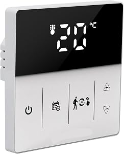 KUIDAMOS Thermostat Smart Touch Screen Digital Temperature Control for Home and Hotel 90 to 240V ABS 1 Unit (Black White)