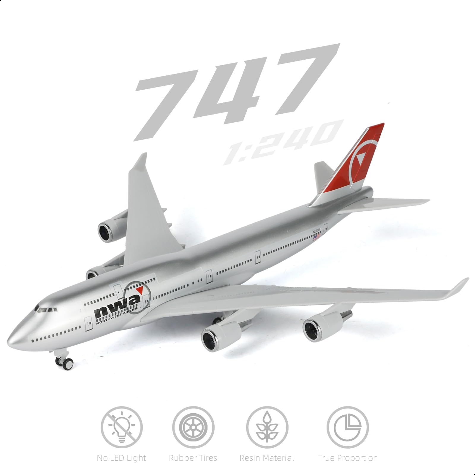 1/240 737 model samolotu do Northwest Airlines do Boeinga 737, model samolotu ze stojakiem (długość 30 cm), wstępnie wykonany zestaw modelarski dla dorosłych - kreatywne prezenty z lotnicy