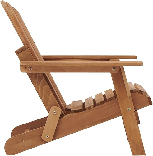 Miniatura 5 de Silla Adirondack plegable clásica de madera de gran tamaño para jardín, patio y patio trasero, respaldo y asiento premontados, diseño resistente,