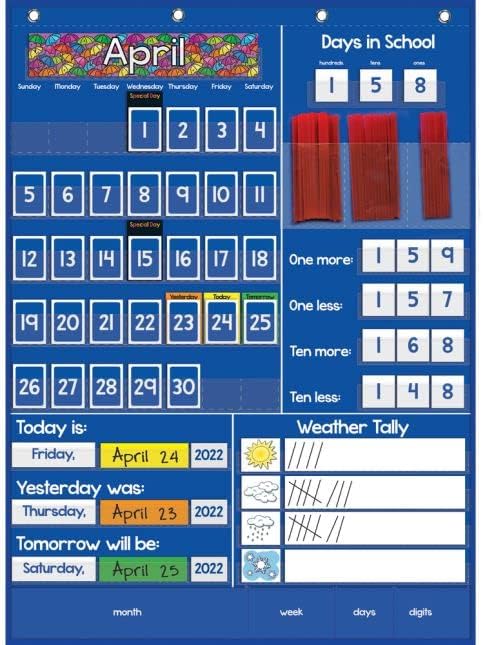 Really Good Stuff All About Today Pocket Chart – 22” x 30” Daily Classroom Calendar, Interactive and Engaging Classroom Poster, for Classroom and Home Learning, Ideal for Children in Grades K-3