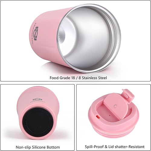 Miniatura 3 de Taza de café, vasos de café con popotes y cepillos para pajillas, taza de café de viaje con tapas a prueba de fugas para mantener el agua caliente y